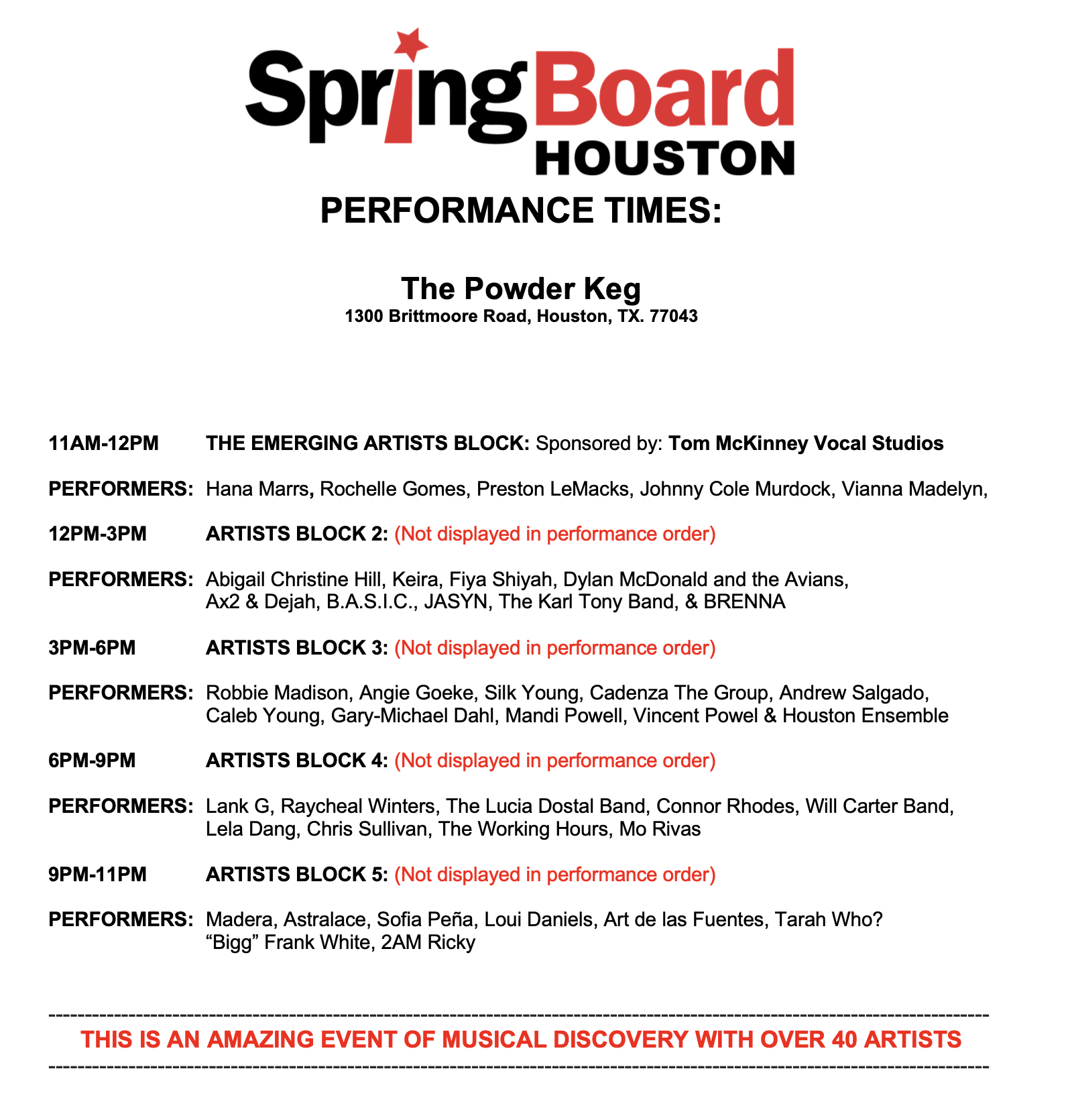 Schedule Springboard Memphis 2024